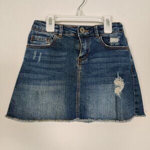 Zara Girls Casual Collection Girls' Denim Skirt Size 7 Blue Cotton Ripped Summer